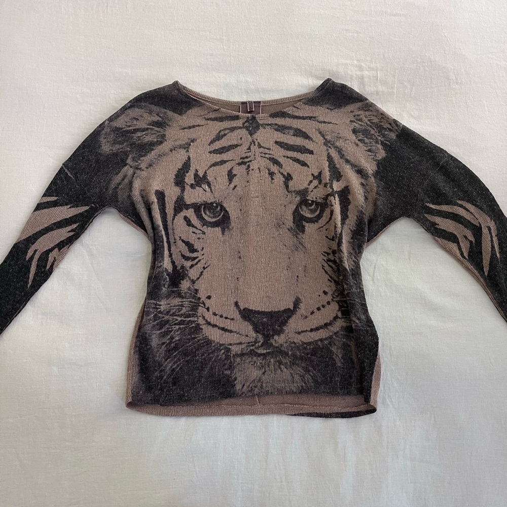Free People Tiger Face Sweater - Black and Brown